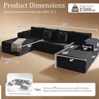 138" Cloud Sectional Couch, Comfort U Shaped Boneless Couch - Image 2
