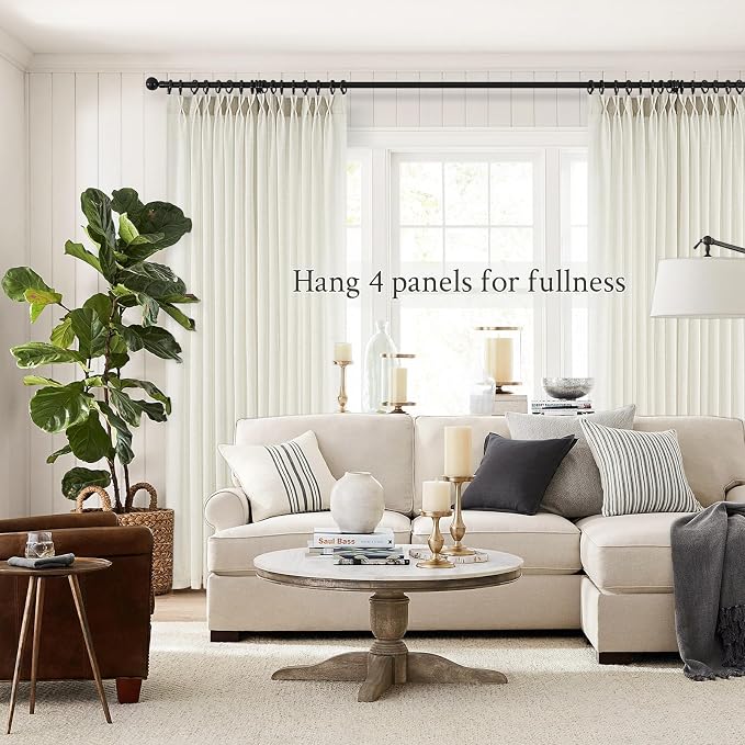 Topfinel 132 Inch Pinch Pleated Linen Curtains 2 Panels, Natural Semi Sheer - Image 6