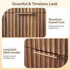 VINGLI Fluted Walnut Dresser 9 Drawer, Dark Wood Dresser Brown - Image 4