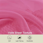 Hot Pink Sheer Curtains for Bedroom Living Room 54 Inch Length 2 Panels Set - Image 3