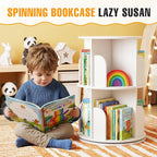 RUNSUNSPRI 2 Tier Rotating Bookshelf Tower Spinning Bookshelf Revolving - Image 3