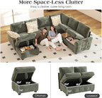 Ihanherry 106-inch Large L-Shaped Sectional Sofa Bed, 7-Seater Convertible Pull - Image 5