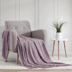 BOURINA Light Lavender Throw Blanket 50x60 Inches Throw Textured Solid Soft - Image 2