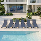 Patio Chaise Lounge Chairs Set of 6, All-Weather Aluminum Pool Loungers - Image 3