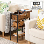 HOOBRO End Table with Charging Station, Narrow Side Table, Flip Top Nightstand - Image 4