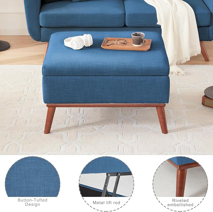 Tbfit 65" W Loveseat Sofa with Ottoman Coffee Table, Mid Century Modern Love - Image 5