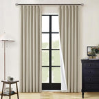 Burlywood Birch 100% Blackout Pinch Pleated Linen Curtains 80 Inches Long | by Twodrapes