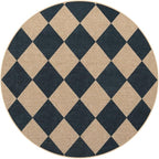 Lahome Checkered Easy Jute Round Rug 3ft, Outdoor Entryway Rug Washable | Black - Image 9