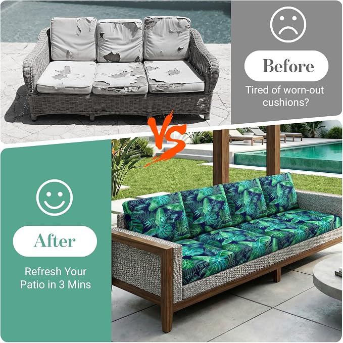 8Pcs Patio Cushion Covers Stretch Outdoor Furniture Protector Slipcovers | - Image 5