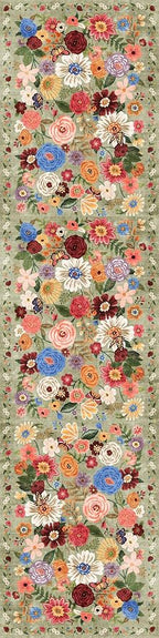 Green Floral Hallway Runner Rug 2'6"x14 - Image 2