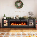 MXV 80" Fireplace TV Stand, Modern Entertainment Center - Image 8