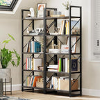 DWVO 5 Tier Bookshelf 2 Pack, Industrial Bookshelves Open Shelf Bookcase - Image 6