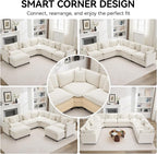 113'' V Shaped Cloud Sectional Sofa, Oversized Deep Seat Couches - Image 6