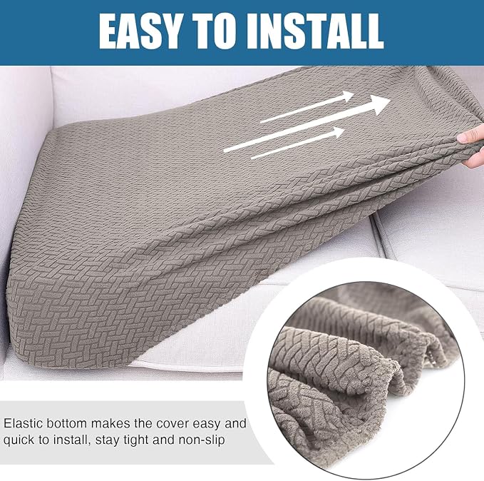 Smiry Waterproof Couch Cushion Covers, Stretch Jacquard Thick Sofa Cushion - Image 4