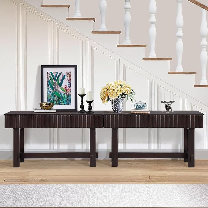 52" Wood Console Table for Entryway, Mid-Century Sofa Table - Image 5