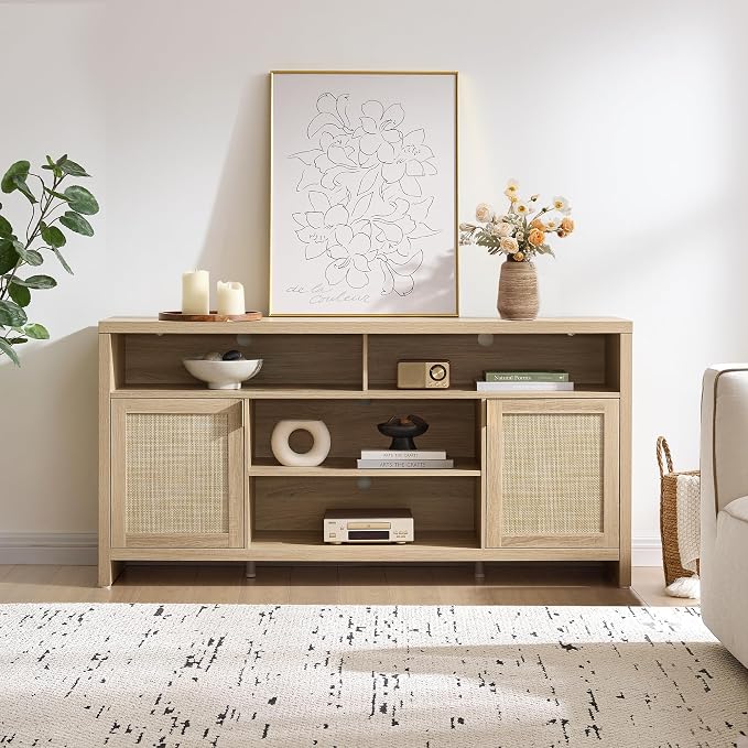 SICOTAS 63" Rattan TV Stand for TVs up to 65" - Image 3