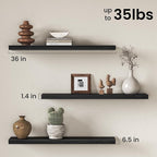 Fun Memories 36 Inch Floating Shelves Wall-Mounted, Rustic Wood Shelf - Image 3