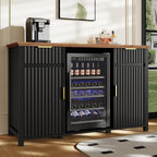 Coffee Bar with Mini Fridge Space & Charging Station, Modern Fluted Mini Fridge by Varello