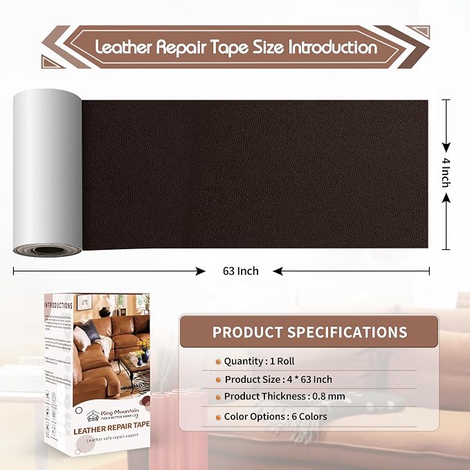 KING MOUNTAIN Leather Repair Patch, 4 x 63 Inches self Adhesive Leather Repair - Image 4