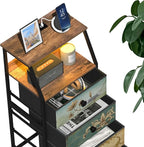 Tohomeor Nightstand with Fabric Drawers Dresser with 2 Tier Shelf Storage Tower - Image 7