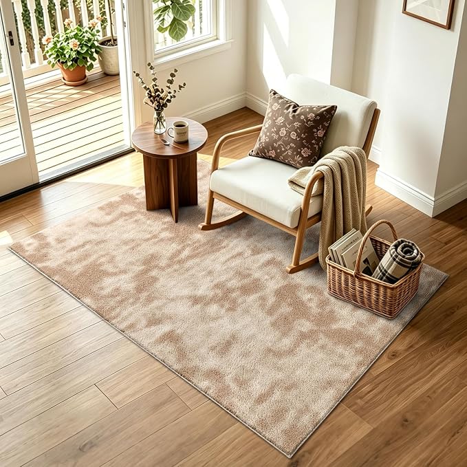 3x5 Tie-dye Beige Area Rug Washable Non-Slip Soft Thin - Image 3