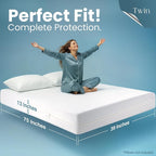 Utopia Bedding Mattress Protector Zippered Twin Size, 100% Waterproof Bed Bug - Image 2