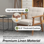 Modern Accent Chairs Set of 2, Upholstered Linen Fabric Leisure Chairs - Image 6