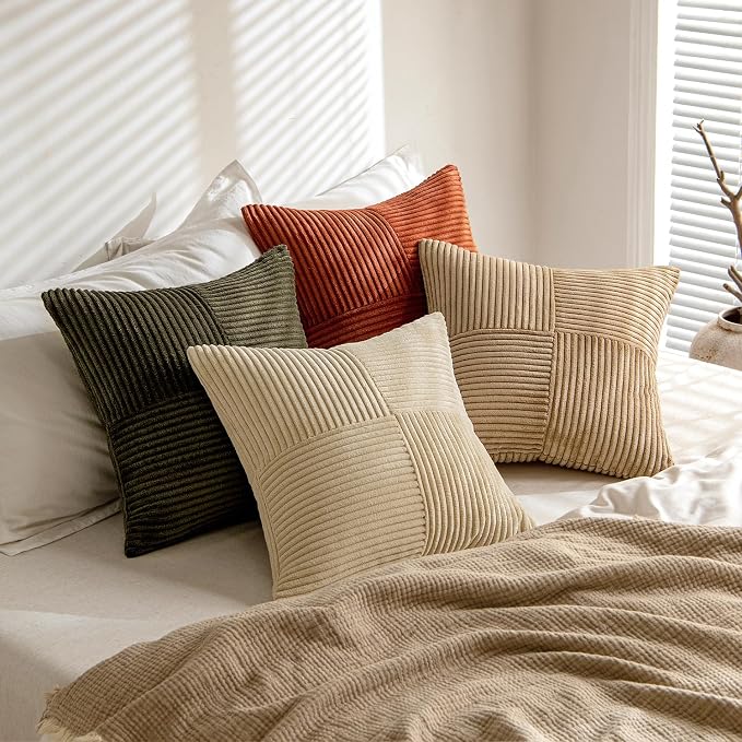 MIULEE Rust-Olive Green Decorative Throw Pillow Covers 16x16 Inch Set of 4 Boho - Image 4
