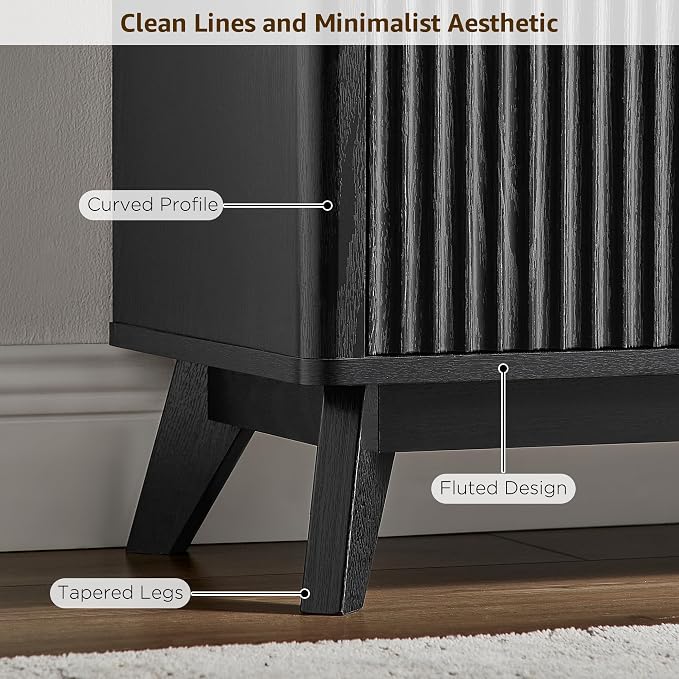 OKD 70" Mid Century Modern Fluted TV Stand, Entertainment Center, Media Console - Image 6