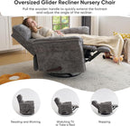 Rocking Chair Nursery with Adjustable Headrest, Manual Swivel Rocker Recliner - Image 5