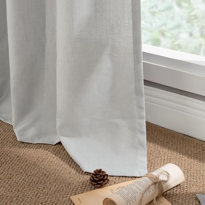 YoungsTex Light Grey Linen Curtains 84 Inches Long - Image 8