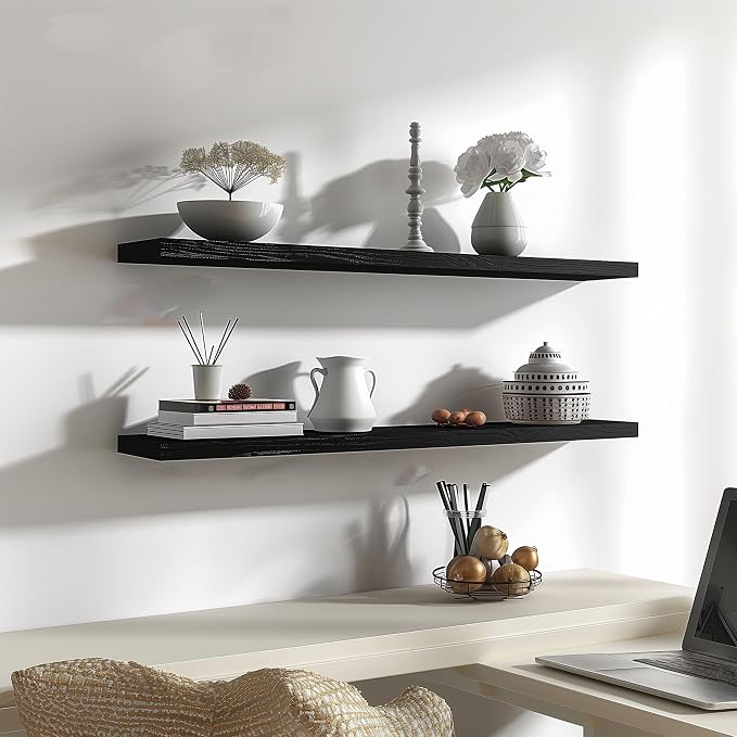 YYWUOJJ Wood Floating Shelves for Wall Decor, Rustic Wall Shelves for Bedroom - Image 7