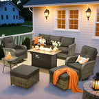 ovios 7 Pieces Patio Furniture Set, Outdoor Wicker Sofa Couch by OVIOS