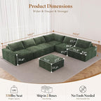 Vesgantti 143.7" Oversized Boneless Couch, Modern 7 Seater Modular Sectional - Image 2
