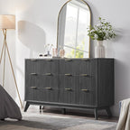 T4TREAM Fluted 6 Drawers Dresser, Curved Profile Design, Dresser TV Stand - Image 3