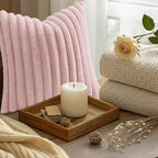 decorUhome Fall Faux Fur Throw Pillow Covers 12x20 Set of 2 Pink | Decorative - Image 9
