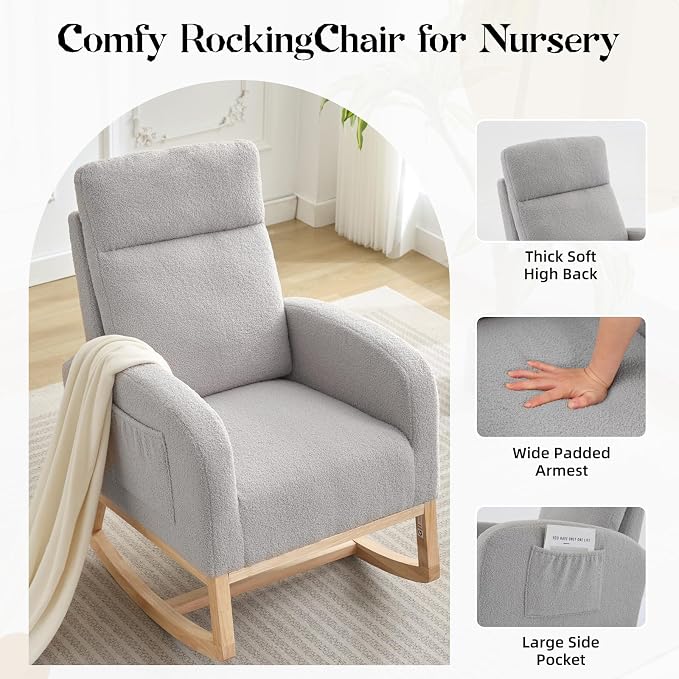 GAOMON Rocking Chair Glider for Nursery, Comfy Rocker Nursery - Image 6
