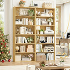 FOTOSOK 6-Tier Open Bookcase and Bookshelf Set of 2, Freestanding Display - Image 2