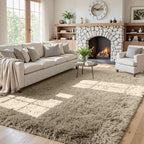 5x8 Fluffy Shag Area Rugs for Living Room Bedroom: Soft Carpet Gray Camel | by CarpetAddColortoYourLife