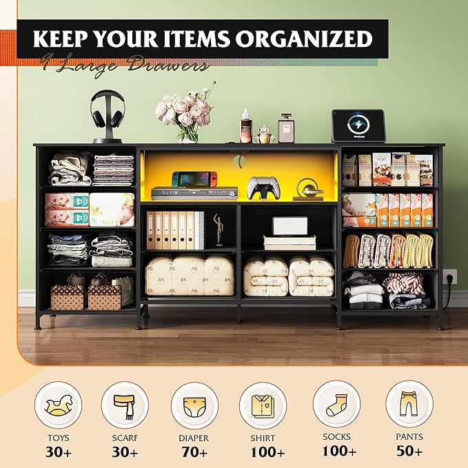 WLIVE 12 Drawer Dresser for Bedroom, 75 inch TV - Image 5