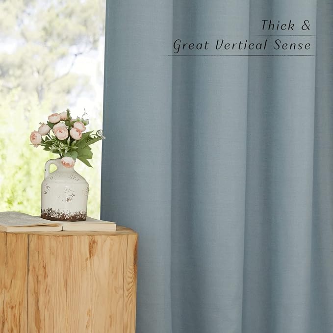 NICETOWN Stone Blue Thick Linen Curtains - Image 3