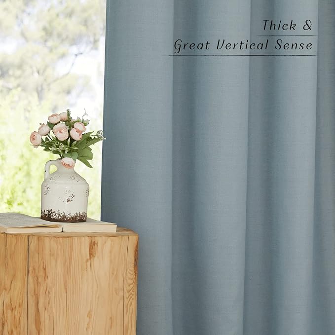 NICETOWN Linen Flax Semi Sheer Curtains 92" Length, Grommet Window Treatments - Image 7