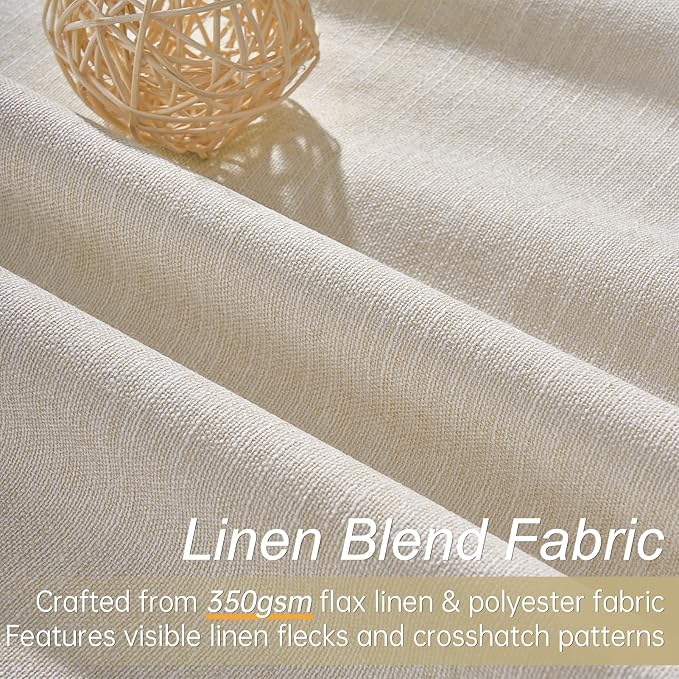 Topfinel 94 Inches Long Tan Colored Custom Blackout Linen Curtains, Internet - Image 3