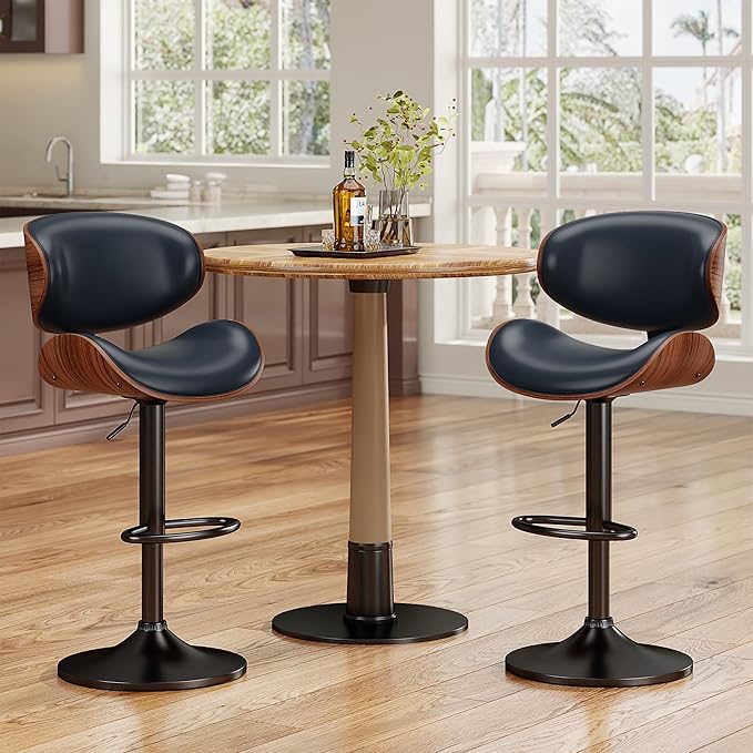 YaFiti Swivel Bar Stools, Adjustable Bentwood Barstools, Modern PU Leather - Image 6