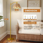 Oneach Arc Floor Lamp for Living Room, Rattan Boho Floor Lamp - Image 4