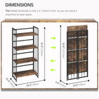 4NM No Assembly 4 Tiers Folding Bookshelf, 47.2" H Foldable Storage Shelves - Image 2