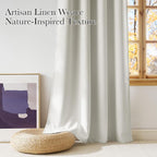 NICETOWN Short Faux Linen Natural Blackout Curtains 63 inches Long - Image 3