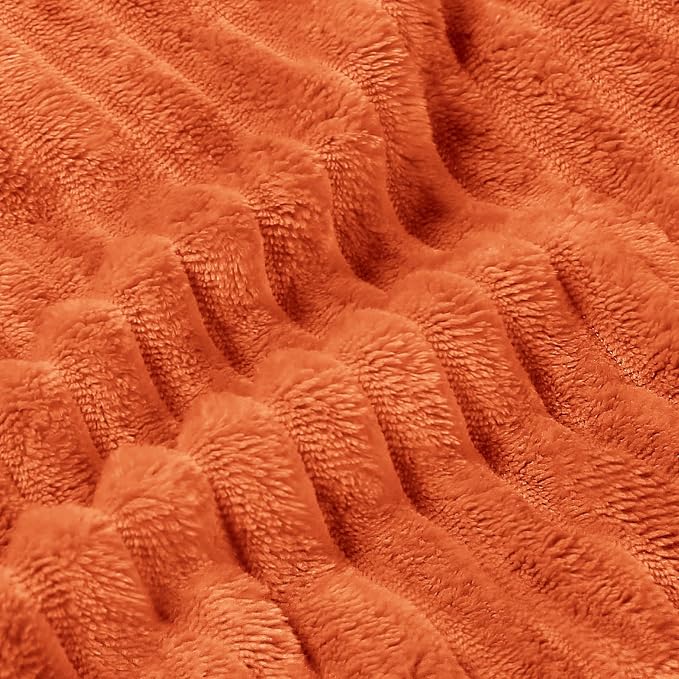 BEDELITE Ribbed Jacquard Burt Orange King Size Blanket - Image 5