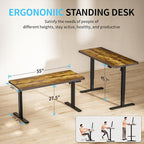 BIZUM Electric Standing Desk, Rustic Brown Sit to Stand Desk Memory Gaming - Image 2