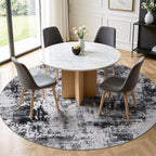 Rugflix Round Area Rugs 8Ft for Living Room, Washable Black Grey Circle Rug | - Image 2